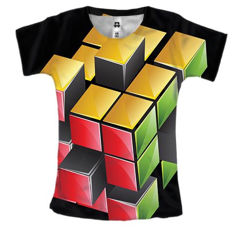 Жіноча 3D футболка з кубиком Рубіка 2