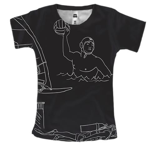 Женская 3D футболка с водными видами спорта