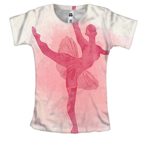Жіноча 3D футболка Ballerina watercolor 2