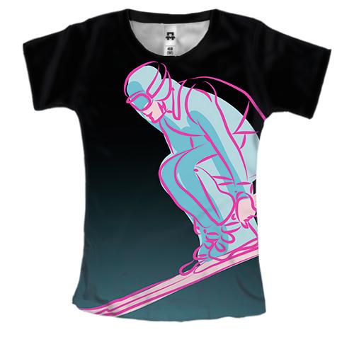 Жіноча 3D футболка Skier Art