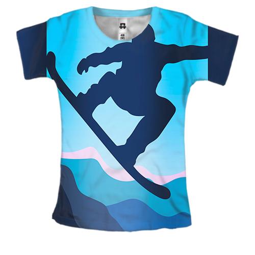 Жіноча 3D футболка Blue  Snowboarder