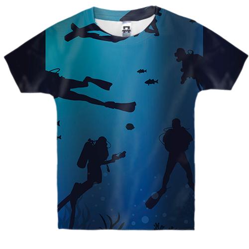 Детская 3D футболка Аквалангисты на дне океана