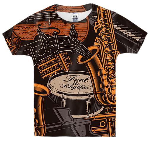 Детская 3D футболка Music Instruments with Notes