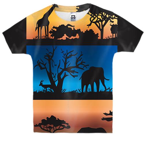 Детская 3D футболка Safari Silhouettes
