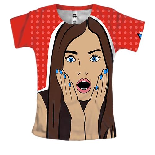 Женская 3D футболка Pop Art Girl Wow!