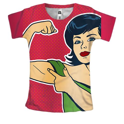 Жіноча 3D футболка Strong girl Pop art