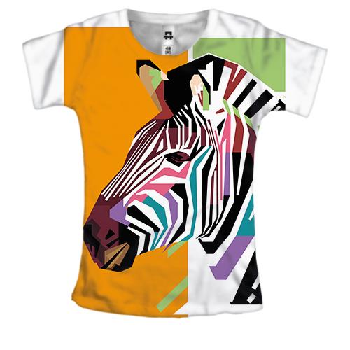 Женская 3D футболка Zebra Art