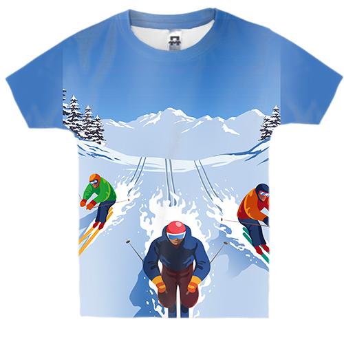 Дитяча 3D футболка Skiers Art