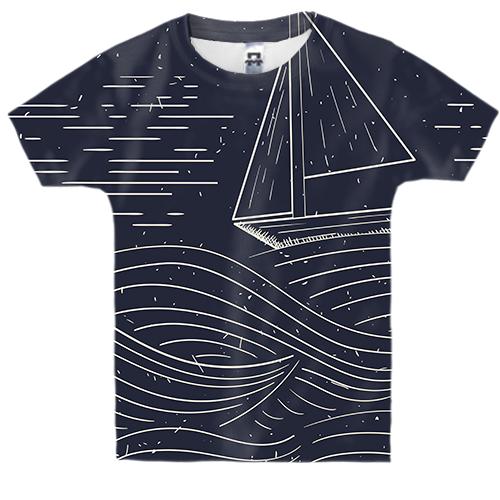 Дитяча 3D футболка Sea Landscape Line Art