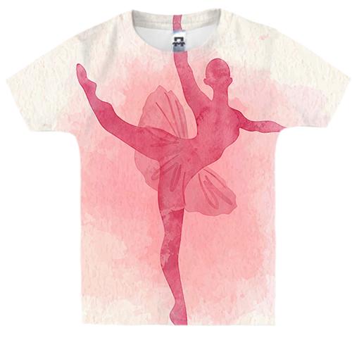 Детская 3D футболка Ballerina watercolor 2