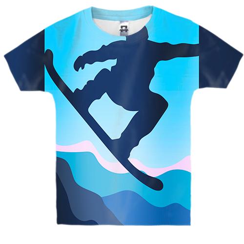 Детская 3D футболка Blue  Snowboarder