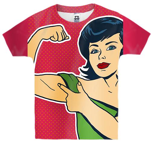Детская 3D футболка Strong girl Pop art