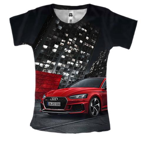 Женская 3D футболка Audi Red and Black