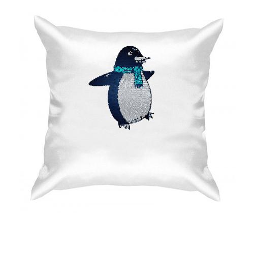 Подушка с пингвином в шарфике