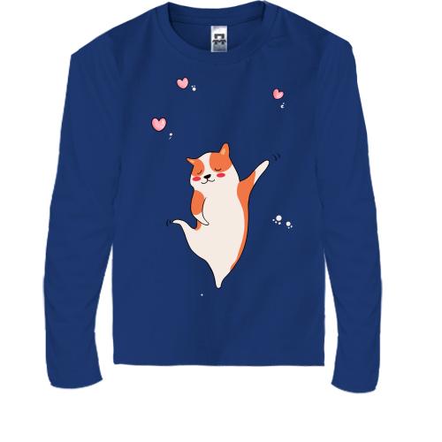 Детский лонгслив Cat with hearts