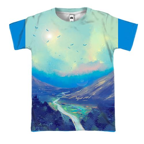 3D футболка Watercolor landscape