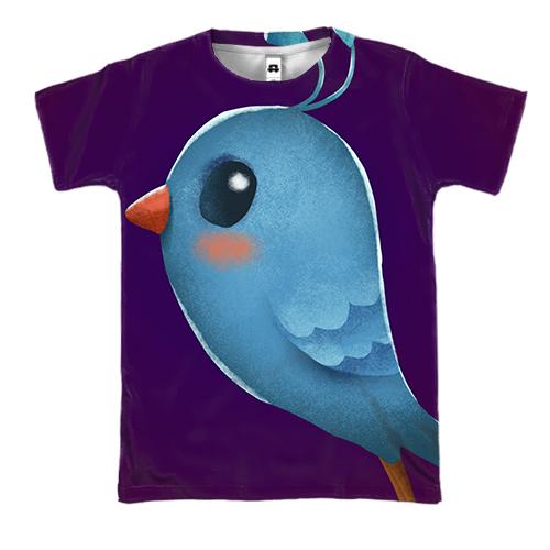 3D футболка Light-blue bird