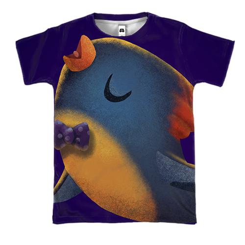 3D футболка Bird with bow tie