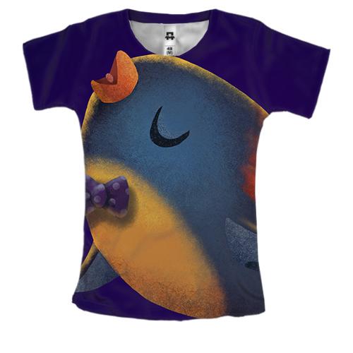 Женская 3D футболка Bird with bow tie