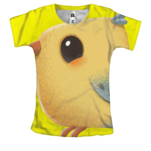Женская 3D футболка Cute yellow bird