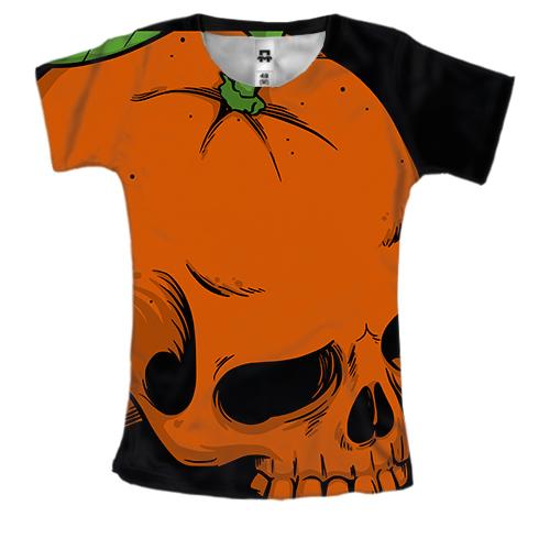 Женская 3D футболка Skull-Orange
