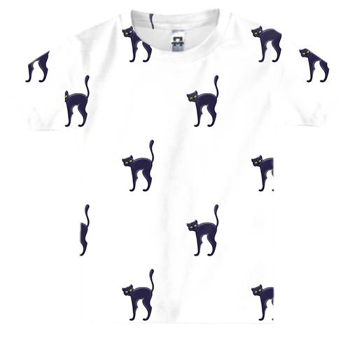 Дитяча 3D футболка Black cat pattern