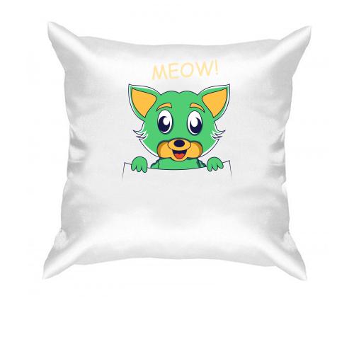 Подушка с зеленым котом