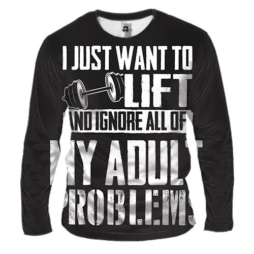 Мужской 3D лонгслив Lift - My adult problems