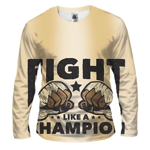 Мужской 3D лонгслив Fight like a champion