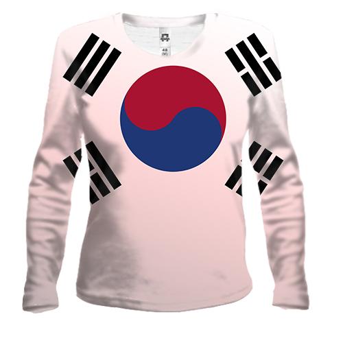 Женский 3D лонгслив с флагом Южной Кореи
