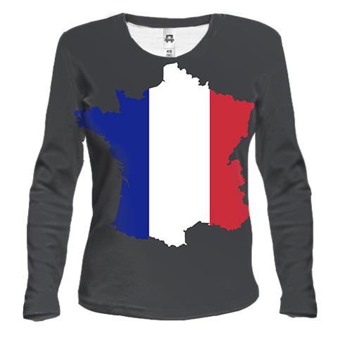 Женский 3D лонгслив с контурным флагом Франции