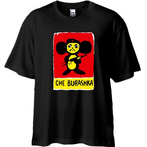 Футболка oversize с Чебурашкой в образе Че Гевары с автоматом и надписью «CHE BURASHKA»