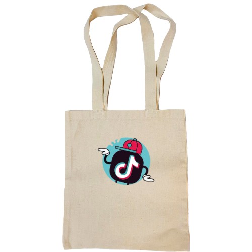 Сумка шоппер с персонажем-иконкой TikTok в кепке