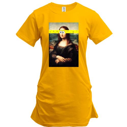 Удлиненная футболка Мона Лиза с глазами Губки Боба