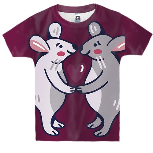 Дитяча 3D футболка з закоханими мишками