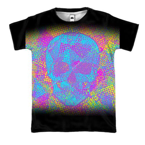 3D футболка Череп из неоновых точек