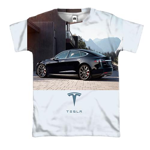 3D футболка чорна Тесла