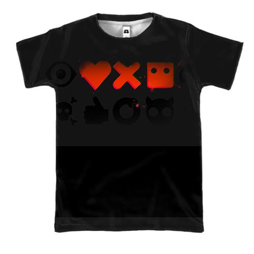 3D футболка Любов смерть і роботи. на чорному