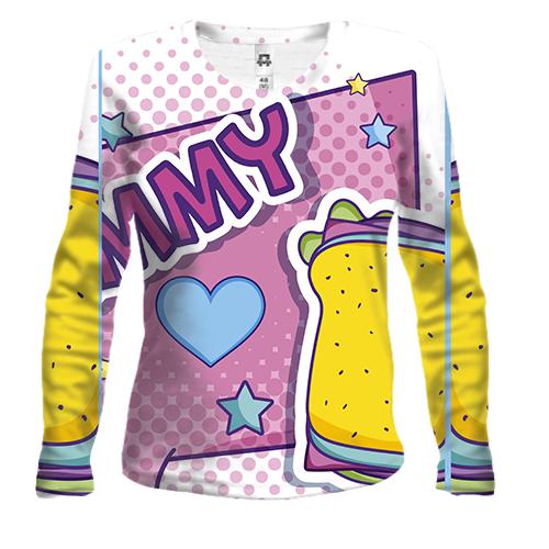 Женский 3D лонгслив Pop art yummy