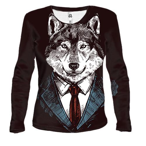 Жіночий 3D лонгслів Business wolf