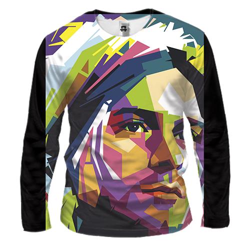 Мужской 3D лонгслив с арт Куртом Кобейном