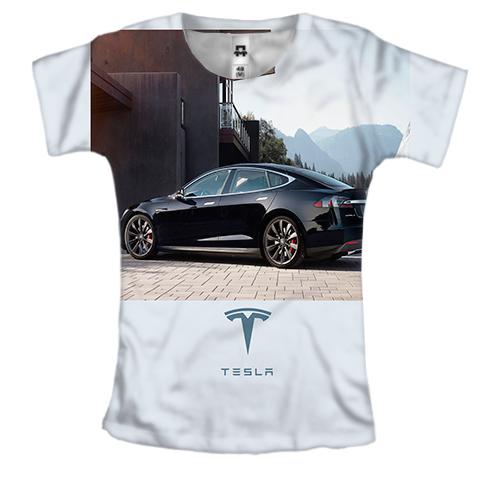 Жіноча 3D футболка чорна Тесла