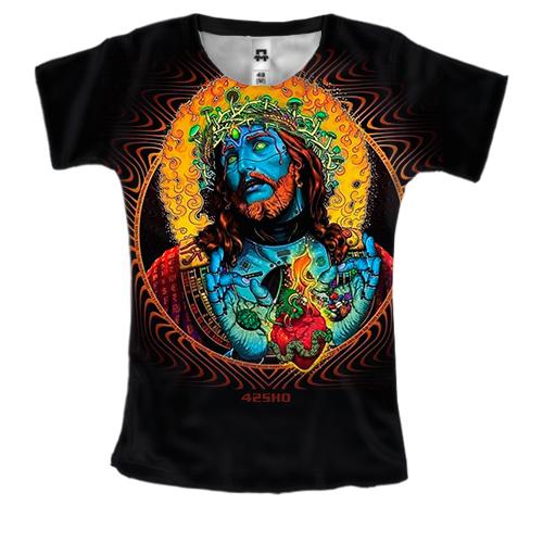 Женская 3D футболка Blue Jesus art.