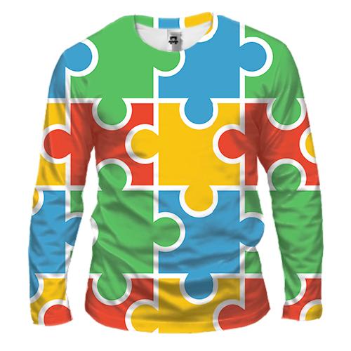 Чоловічий 3D лонгслів Puzzle Pattern