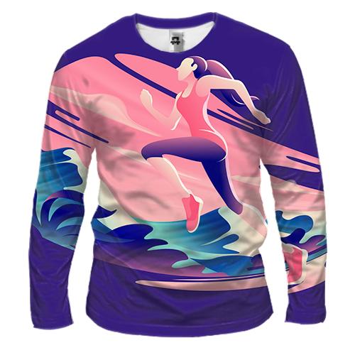 Чоловічий 3D лонгслів Running Girl Art