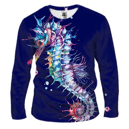 Мужской 3D лонгслив Sea ​​Horse Art
