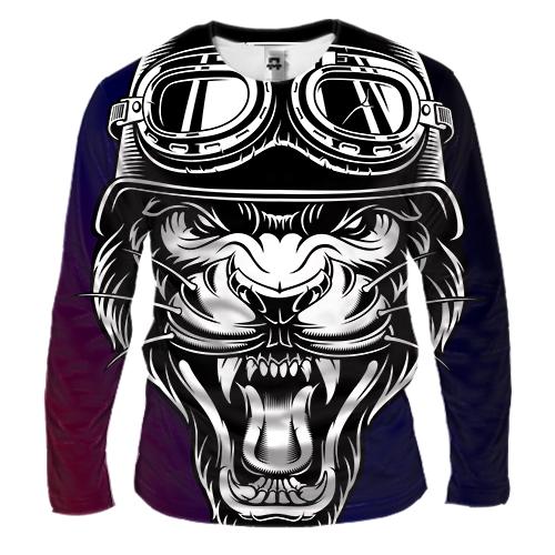 Мужской 3D лонгслив Lion Head Pop Art