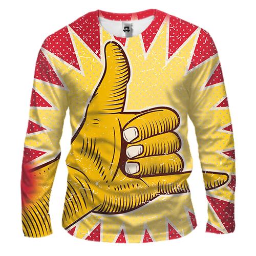 Чоловічий 3D лонгслів Rasta Hand Pop Art
