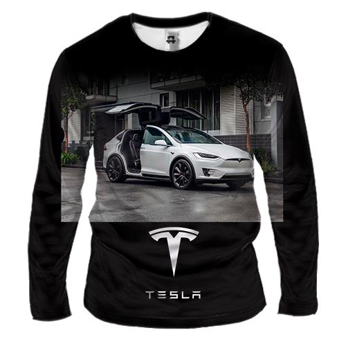 Чоловічий 3D лонгслів White Tesla
