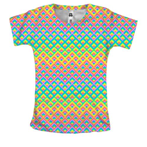 Женская 3D футболка Rainbow pattern